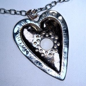 Artisan Handmade Two Tone Heart Stainless Steel Necklace Modern Contemporary